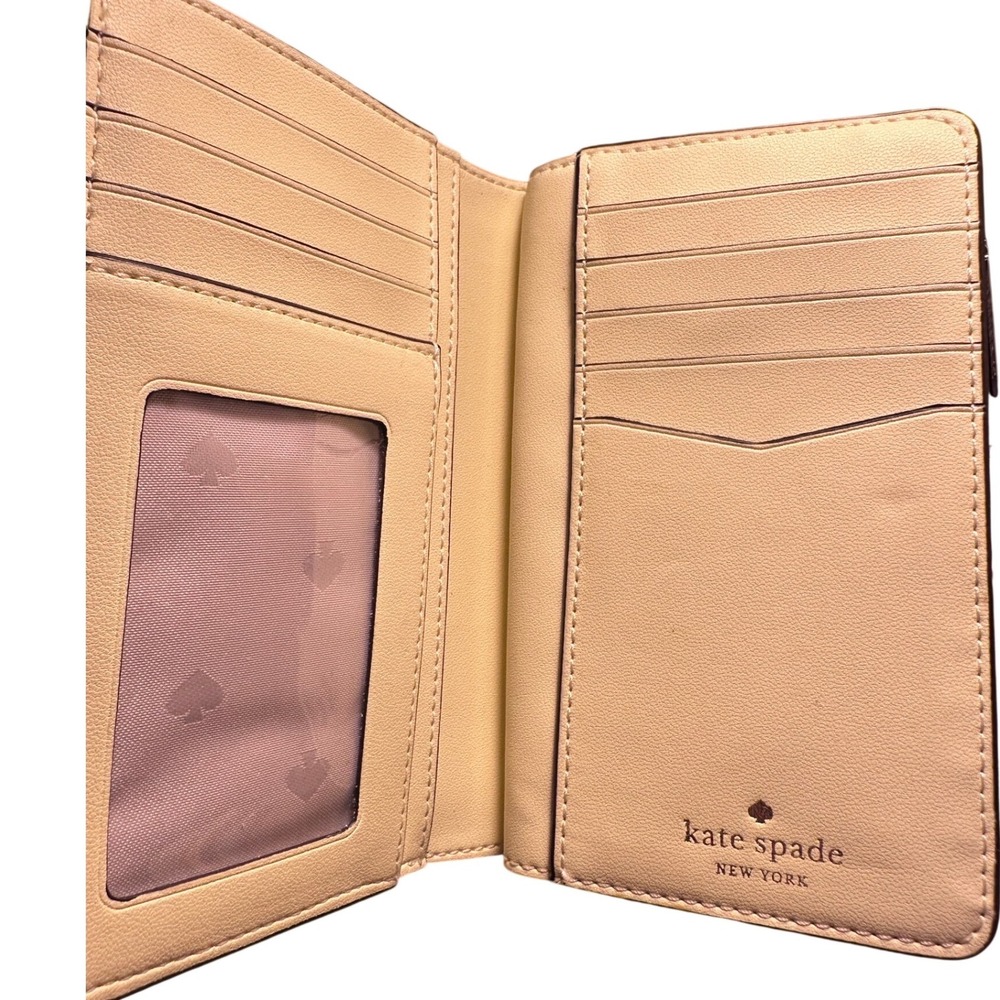 Kate Spade Staci Medium Compact Bifold Wallet Pale Yellow Leather- Preloved - Picture 3 of 6